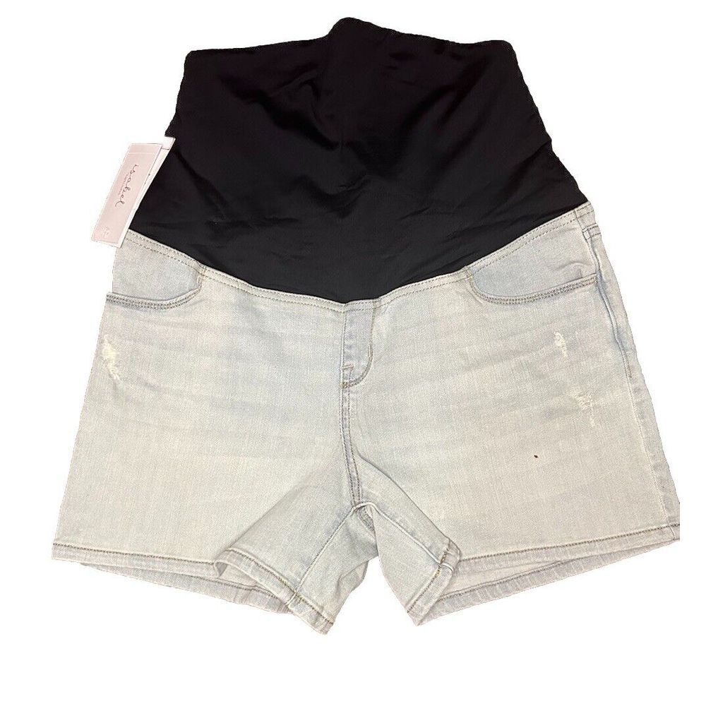 Women's' Crossover Panel Over Belly MIDI Size 10 Jean Shorts Isabel Maternity